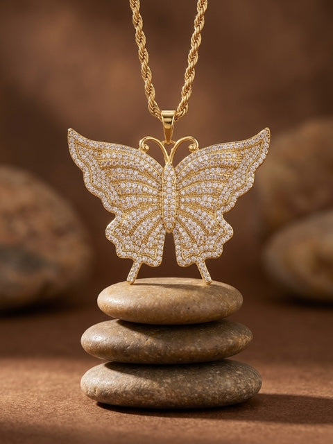 Collar de Mariposa con Cadena Torsal