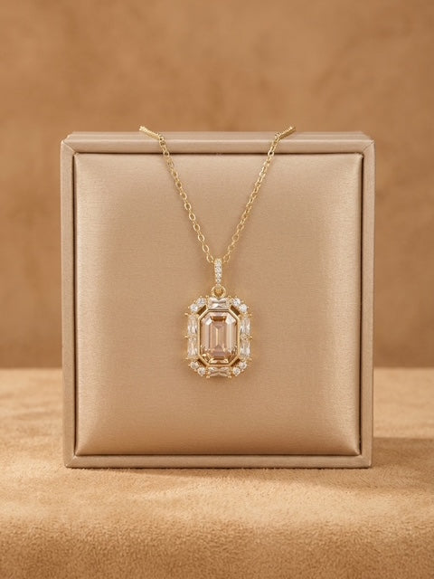 Collar colgante Xuping con piedra champán y circonias